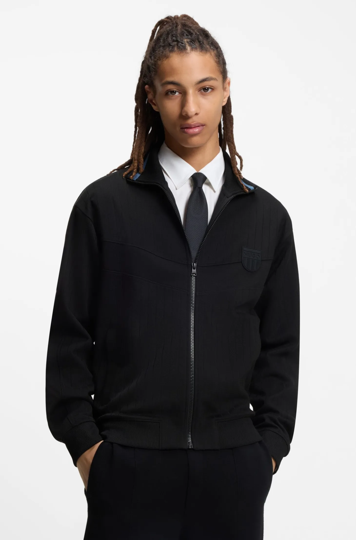 Sweatshirt aus einem Baumwoll-Mix mit Drop-Needle-Streifen
