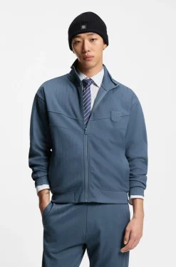 Sweatshirt aus einem Baumwoll-Mix mit Drop-Needle-Streifen