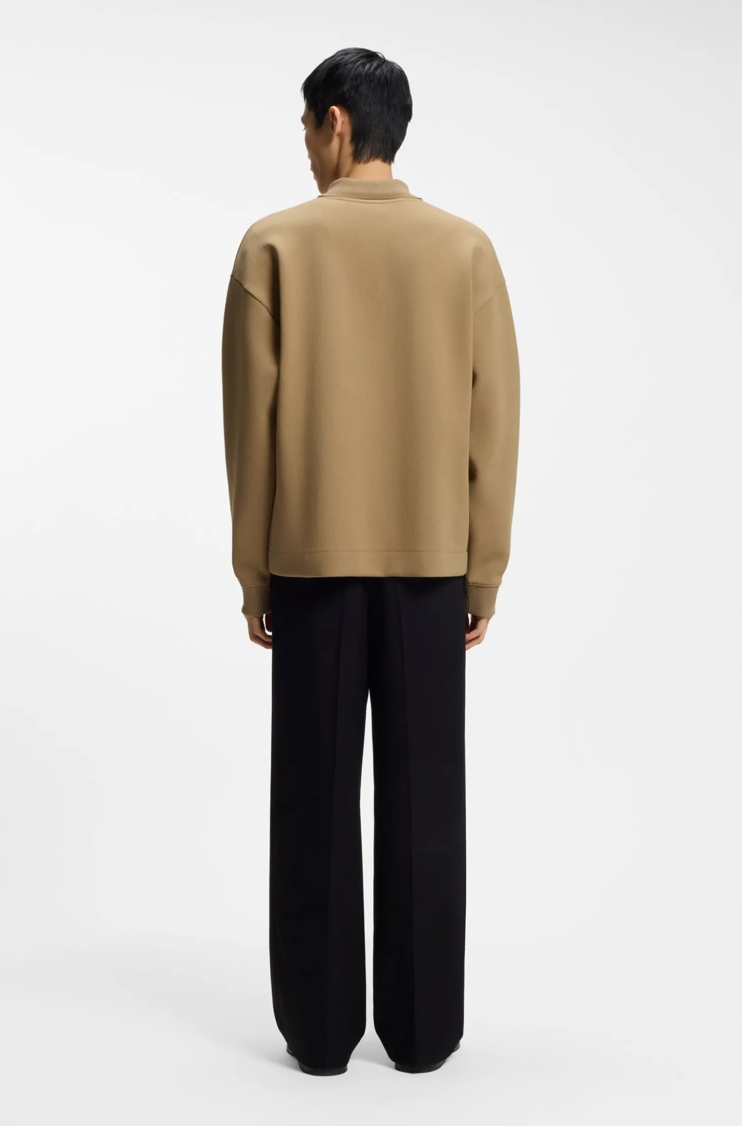 Sweatshirt aus strukturiertem Baumwoll-Mix mit Polokragen