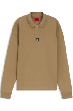Sweatshirt aus strukturiertem Baumwoll-Mix mit Polokragen