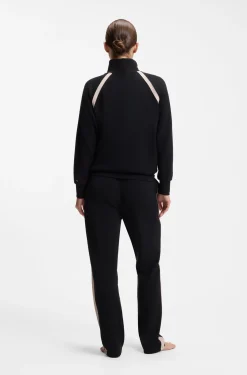 Sweatshirt mit Reißverschluss am Kragen und kontrastfarbenen Einsätzen