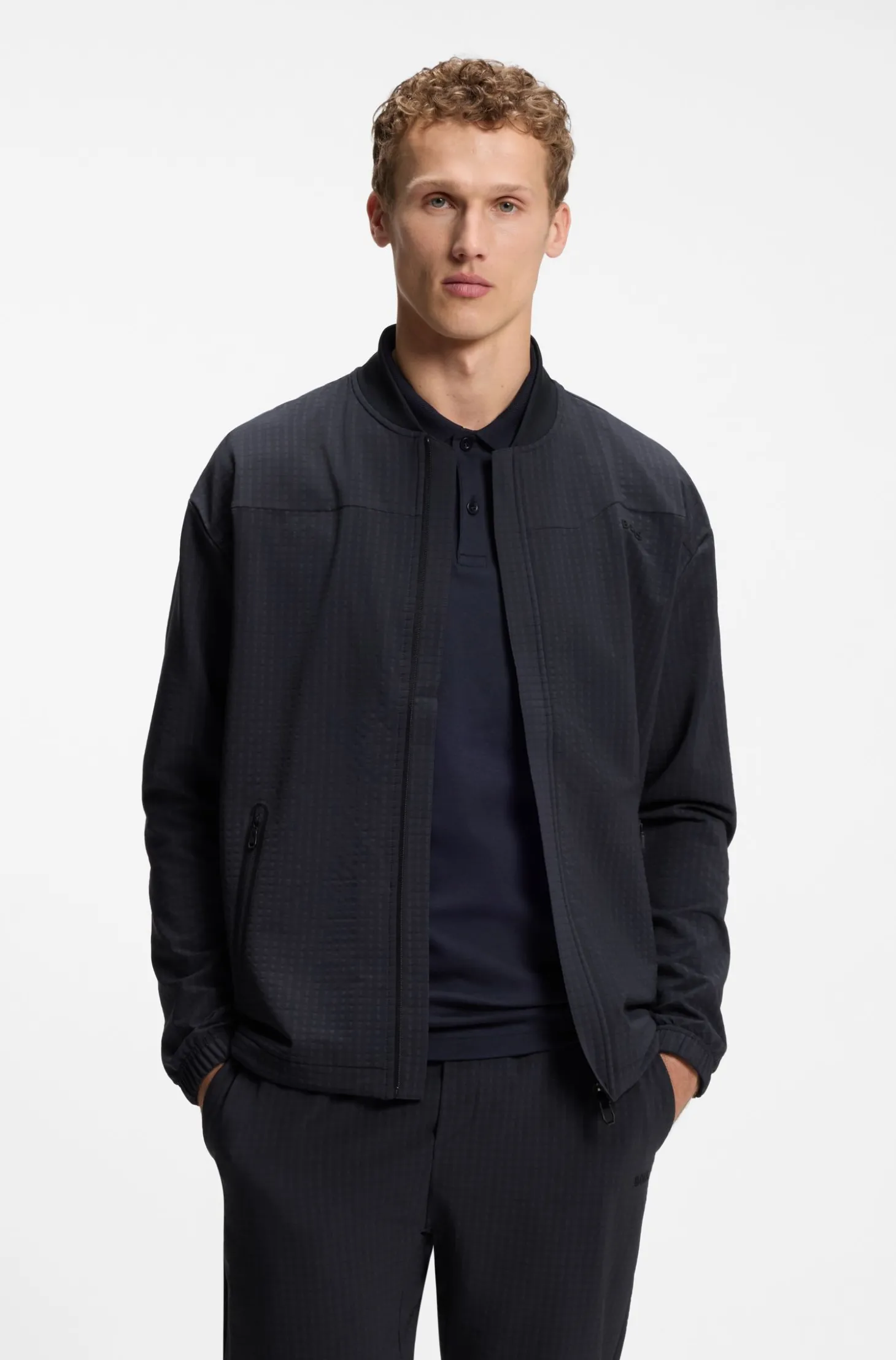 Sweatshirt mit Waffelstruktur und eingefassten Reißverschlüssen