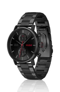 #Takeoff schwarz beschichtete Uhr mit schwarzem Zifferblatt