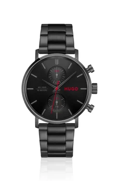 #Takeoff schwarz beschichtete Uhr mit schwarzem Zifferblatt