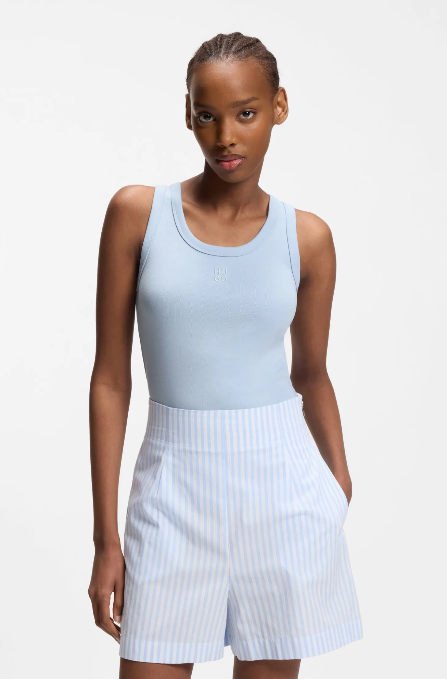 Tanktop aus Baumwoll-Mix mit Stack-Logo-Stickerei