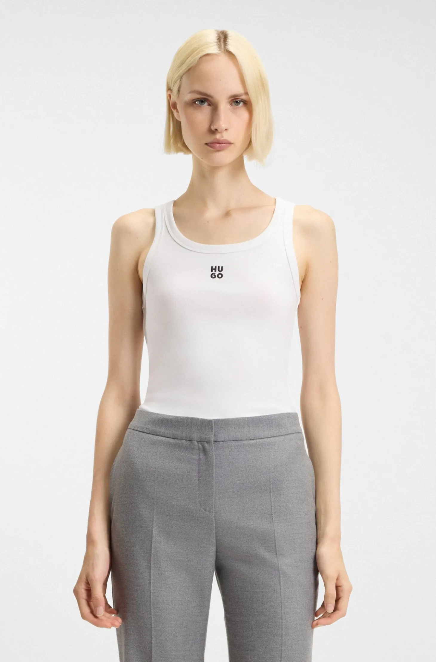 Tanktop aus Baumwoll-Mix mit Stack-Logo-Stickerei