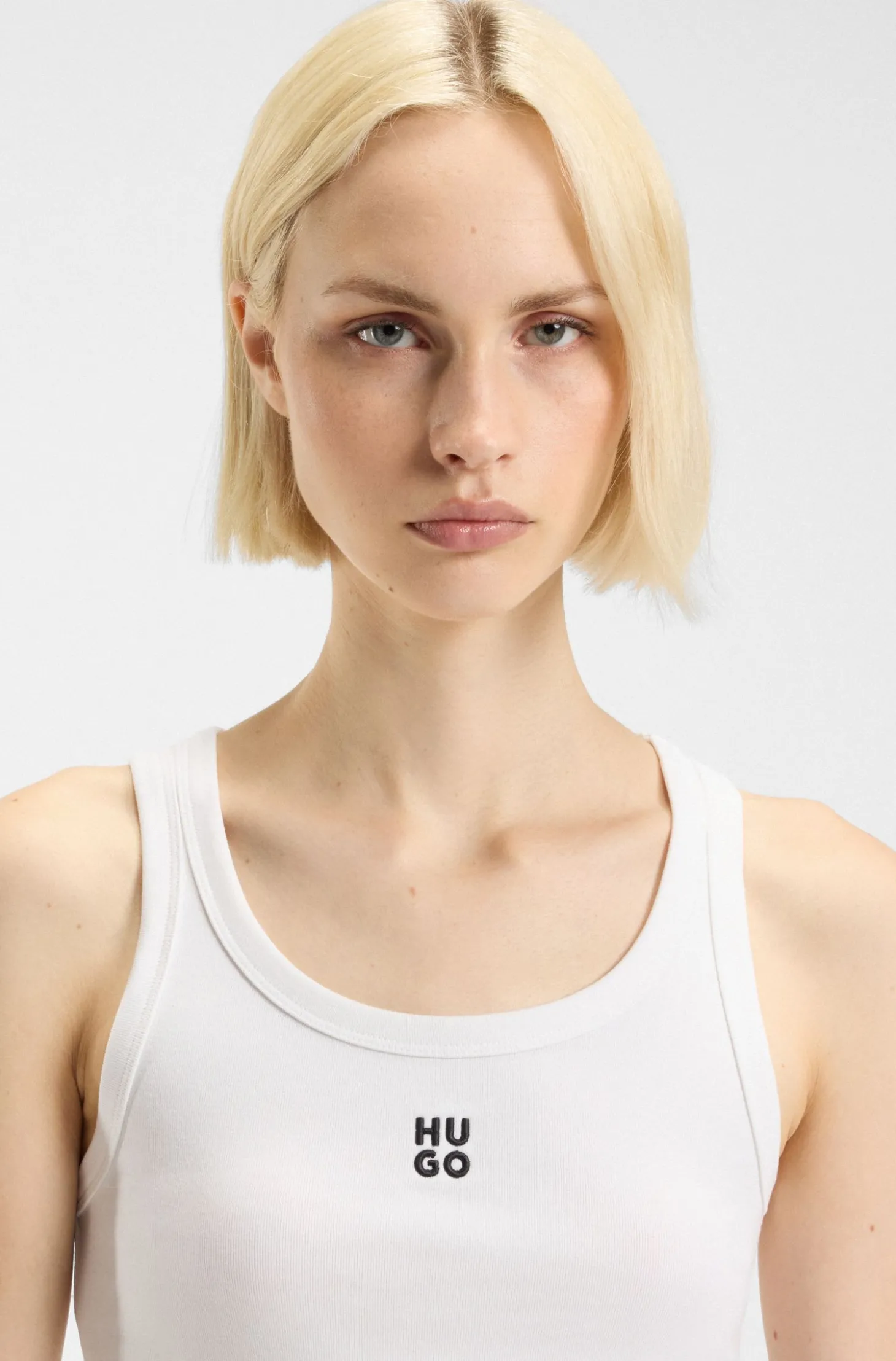 Tanktop aus Baumwoll-Mix mit Stack-Logo-Stickerei
