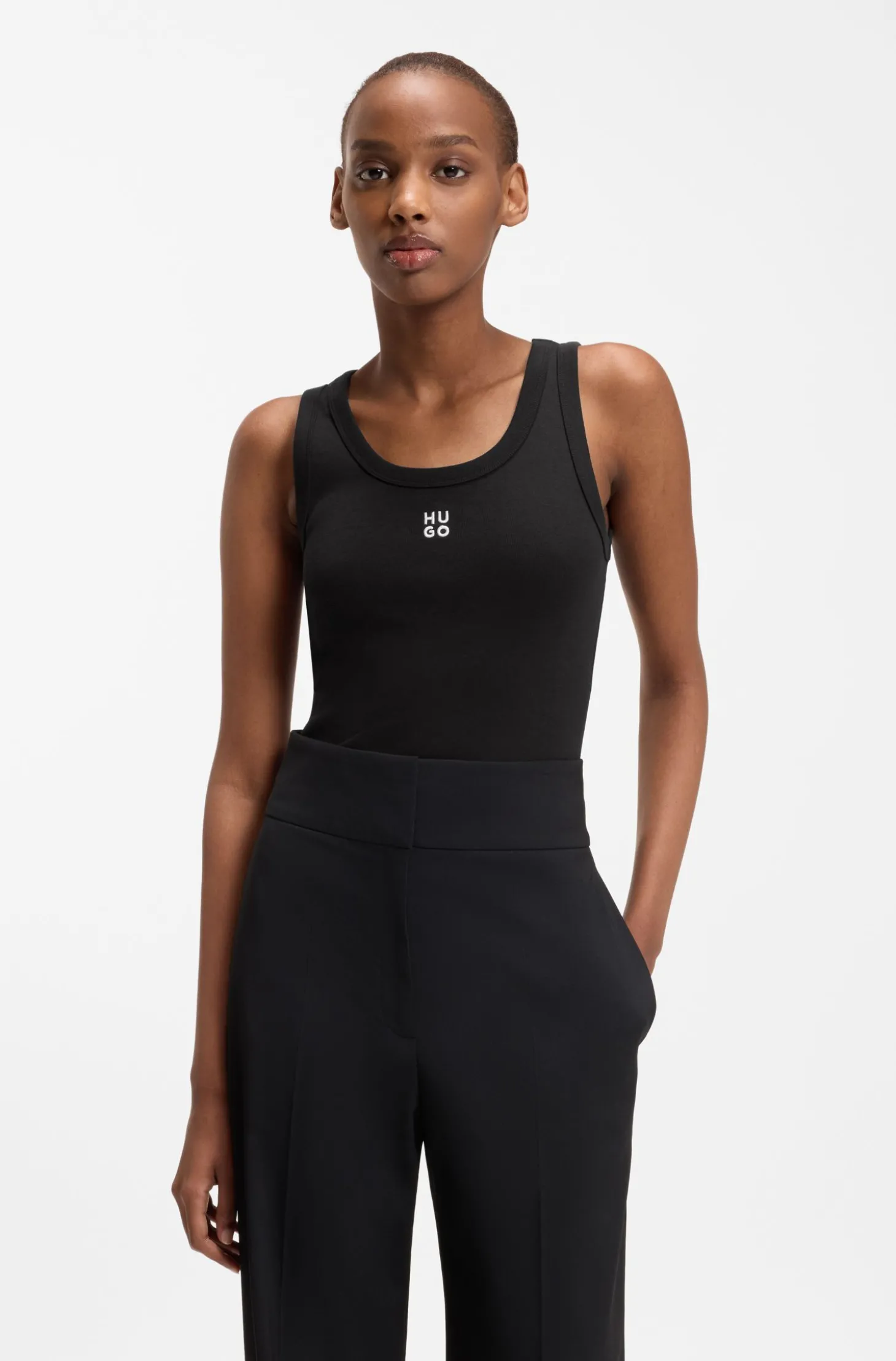 Tanktop aus Baumwoll-Mix mit Stack-Logo-Stickerei