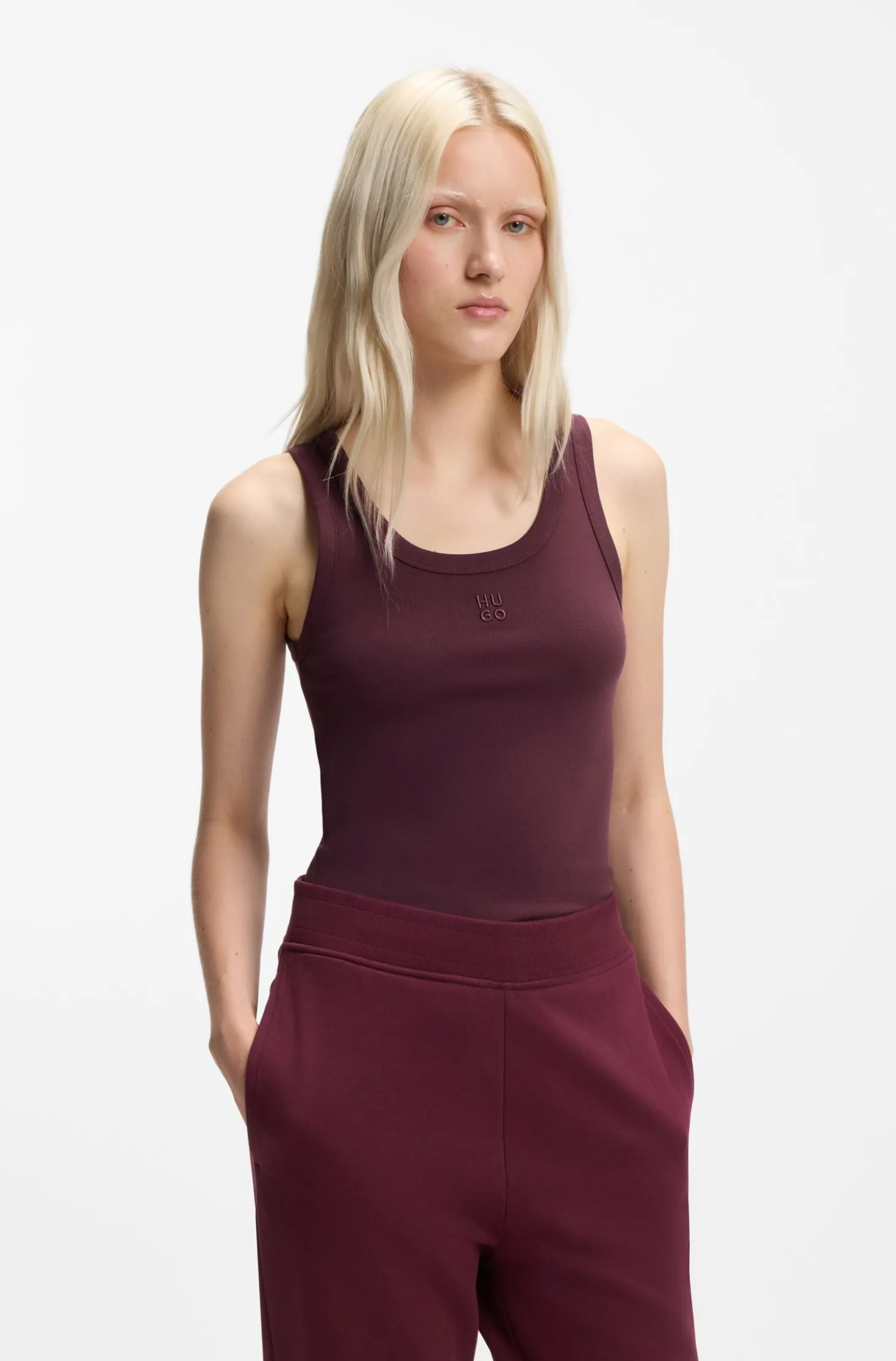 Tanktop aus Baumwoll-Mix mit Stack-Logo-Stickerei