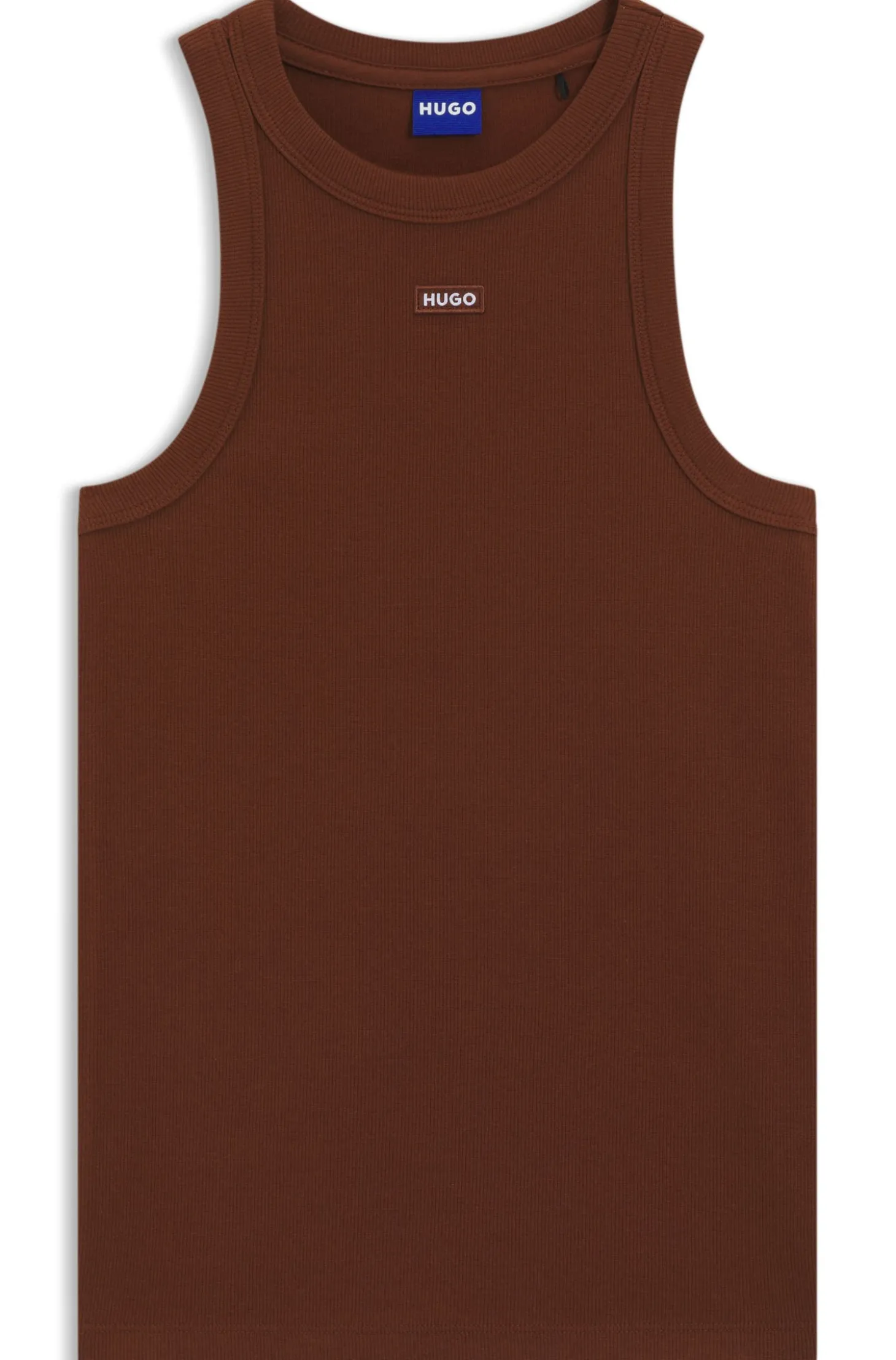 Tanktop aus Stretch-Baumwolle mit blauem Logo-Label