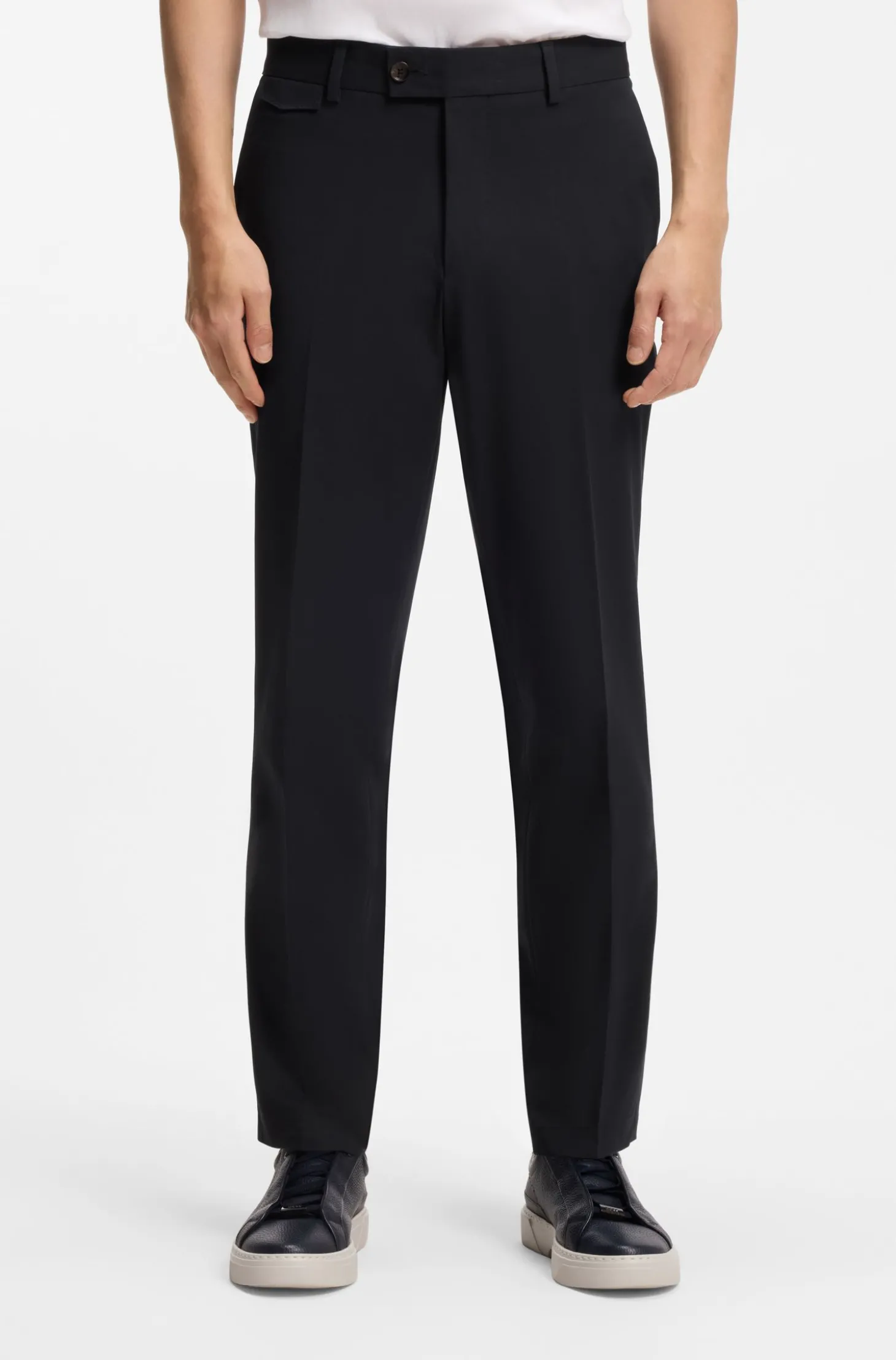 Tapered-Fit Hose aus bügelleichter Stretch-Baumwolle-Popeline