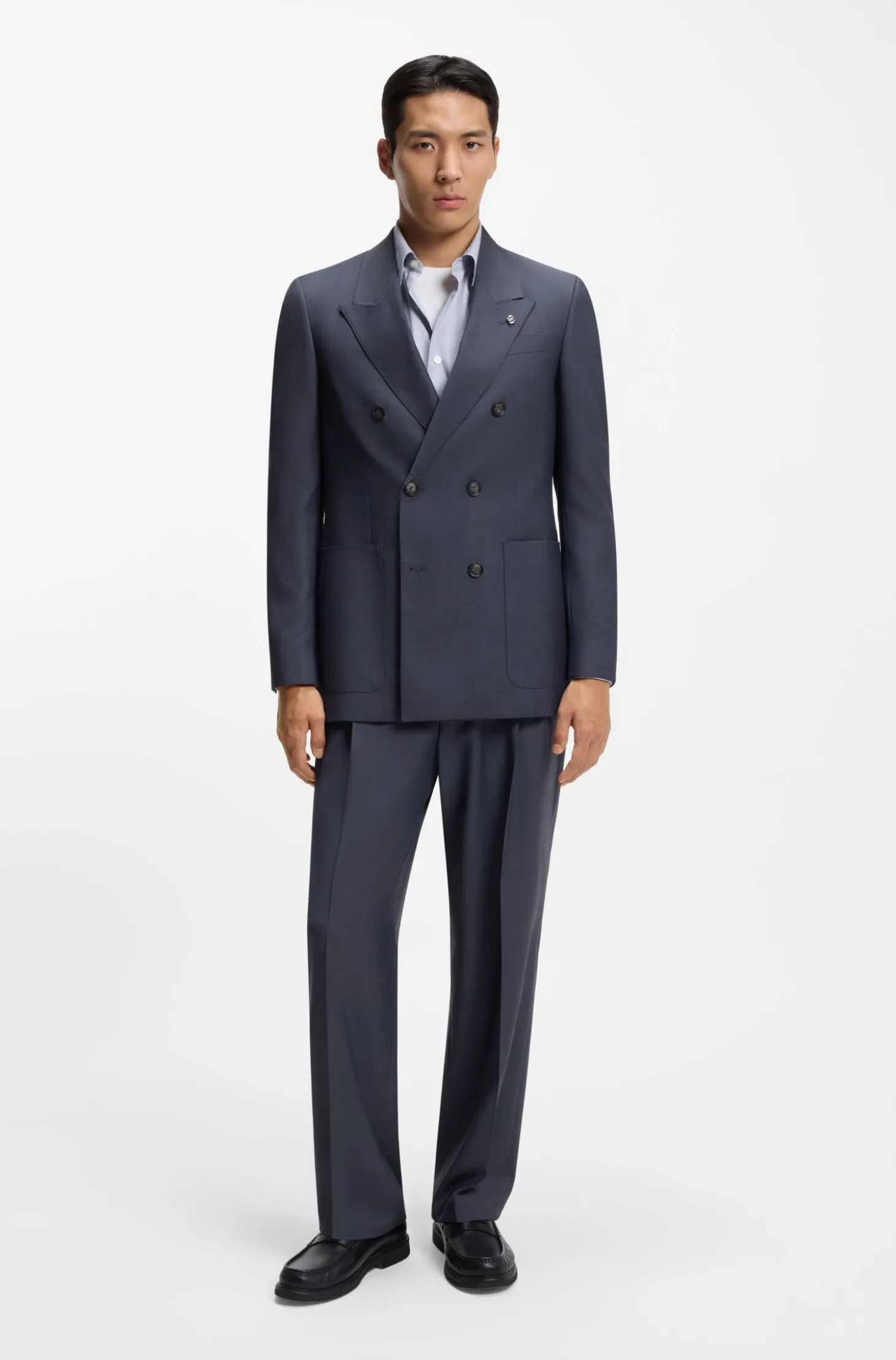 Tapered-Fit Hose aus Schurwolle mit dezentem Muster