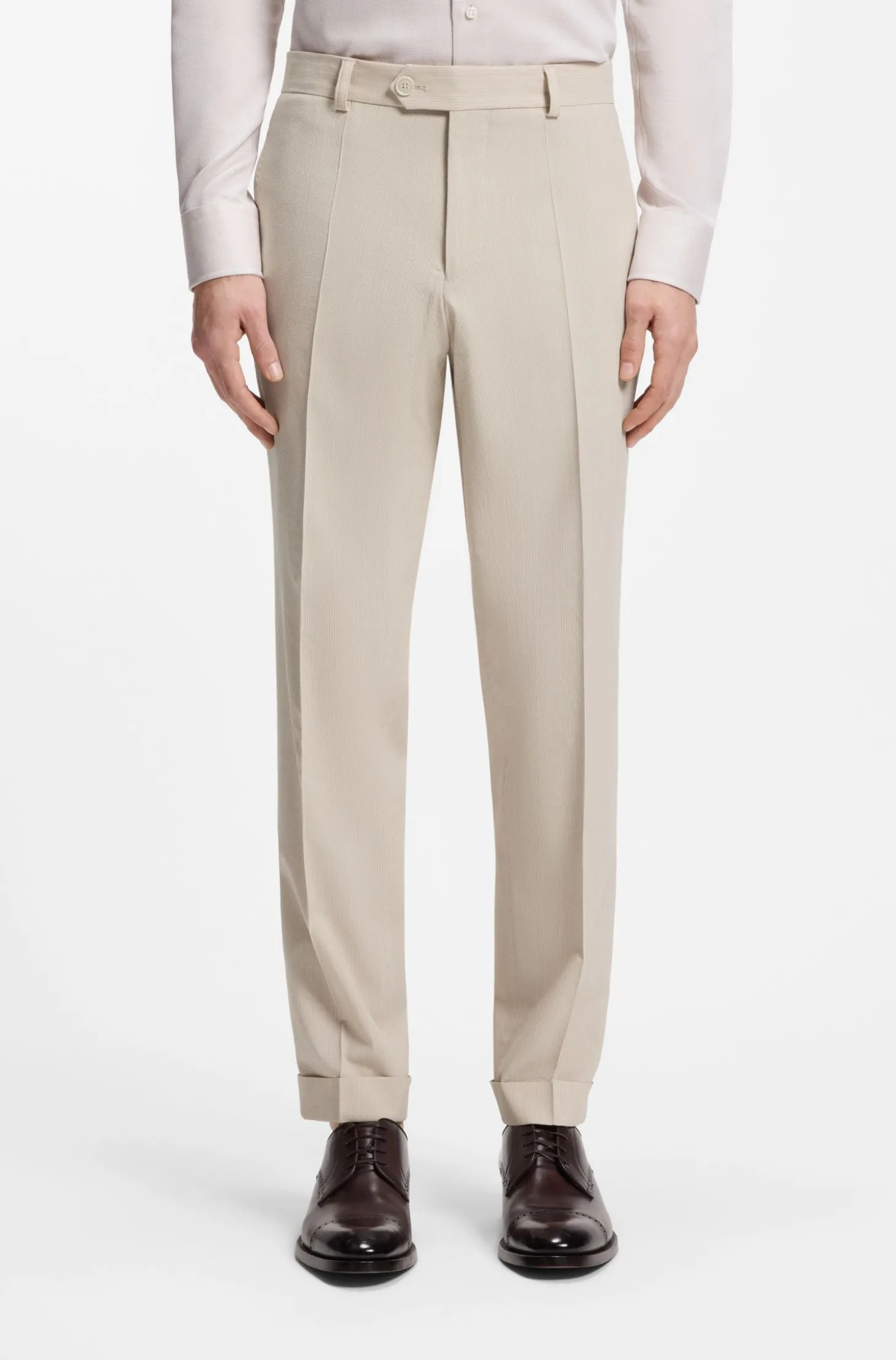 Tapered-Fit Hose aus Woll-Mix-Seersucker-Gewebe