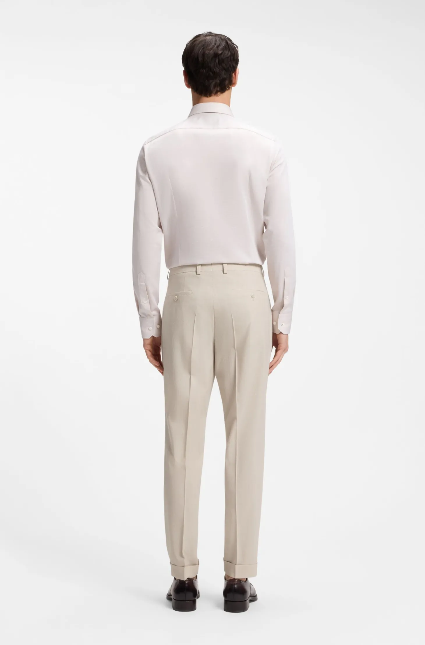 Tapered-Fit Hose aus Woll-Mix-Seersucker-Gewebe