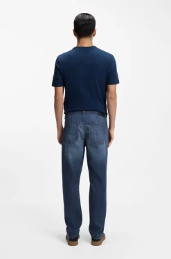 Tapered-Fit Jeans aus bequemem Stretch-Denim mit Used-Effekt