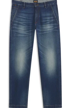Tapered-Fit Jeans aus bequemem Stretch-Denim mit Used-Effekt