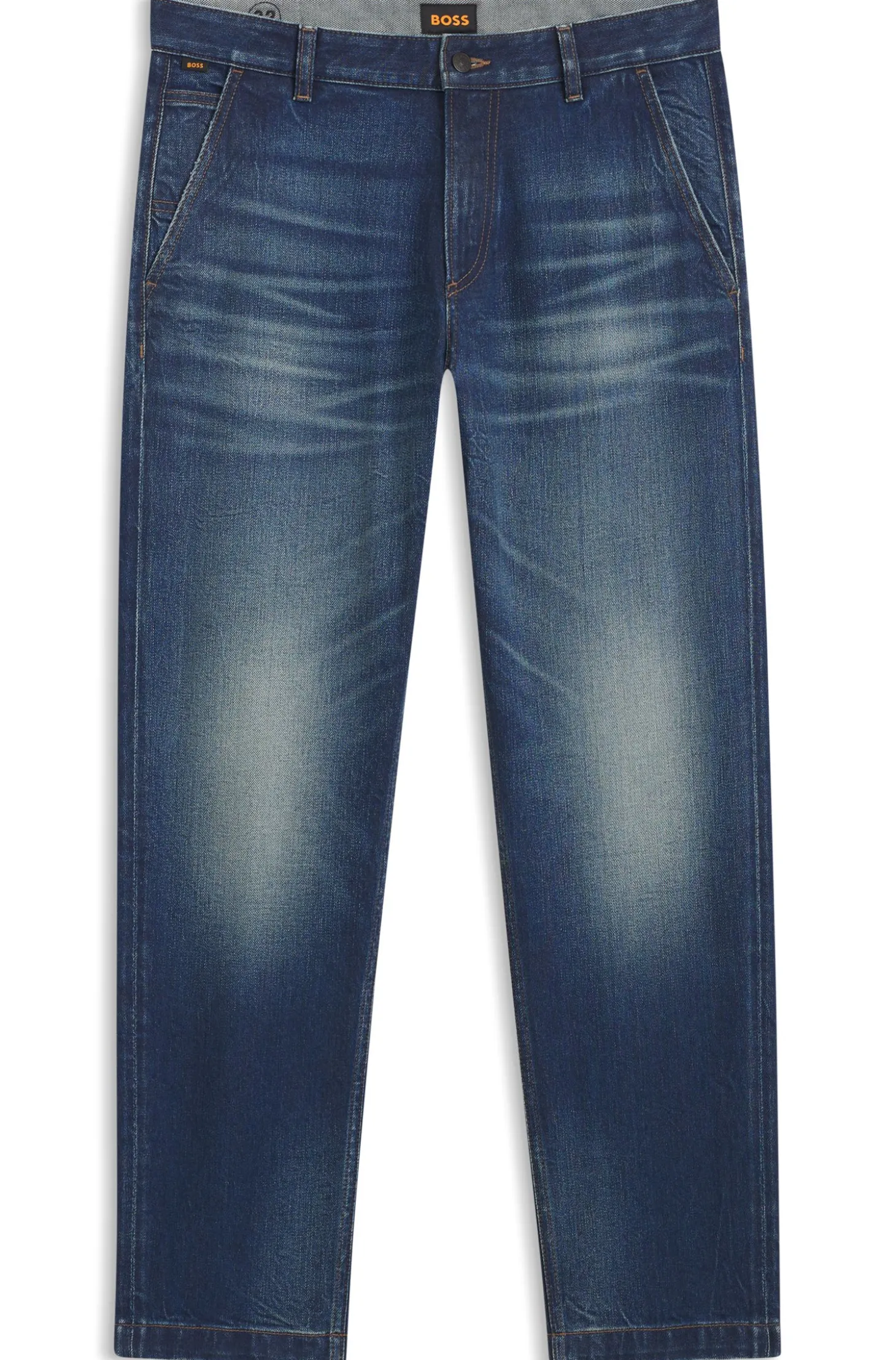 Tapered-Fit Jeans aus bequemem Stretch-Denim mit Used-Effekt