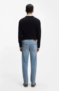 Tapered-Fit Jeans aus blauem Super-Stretch-Denim