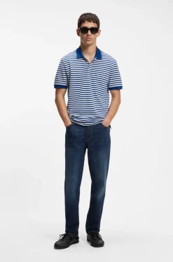 Tapered-Fit Jeans aus dunkelblauem Stretch-Denim