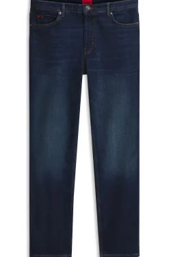Tapered-Fit Jeans aus dunkelblauem Stretch-Denim