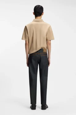 Tapered-Fit Jeans aus dunkelblauem ungewaschenem Denim