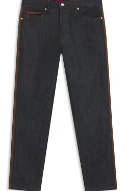 Tapered-Fit Jeans aus dunkelblauem ungewaschenem Denim
