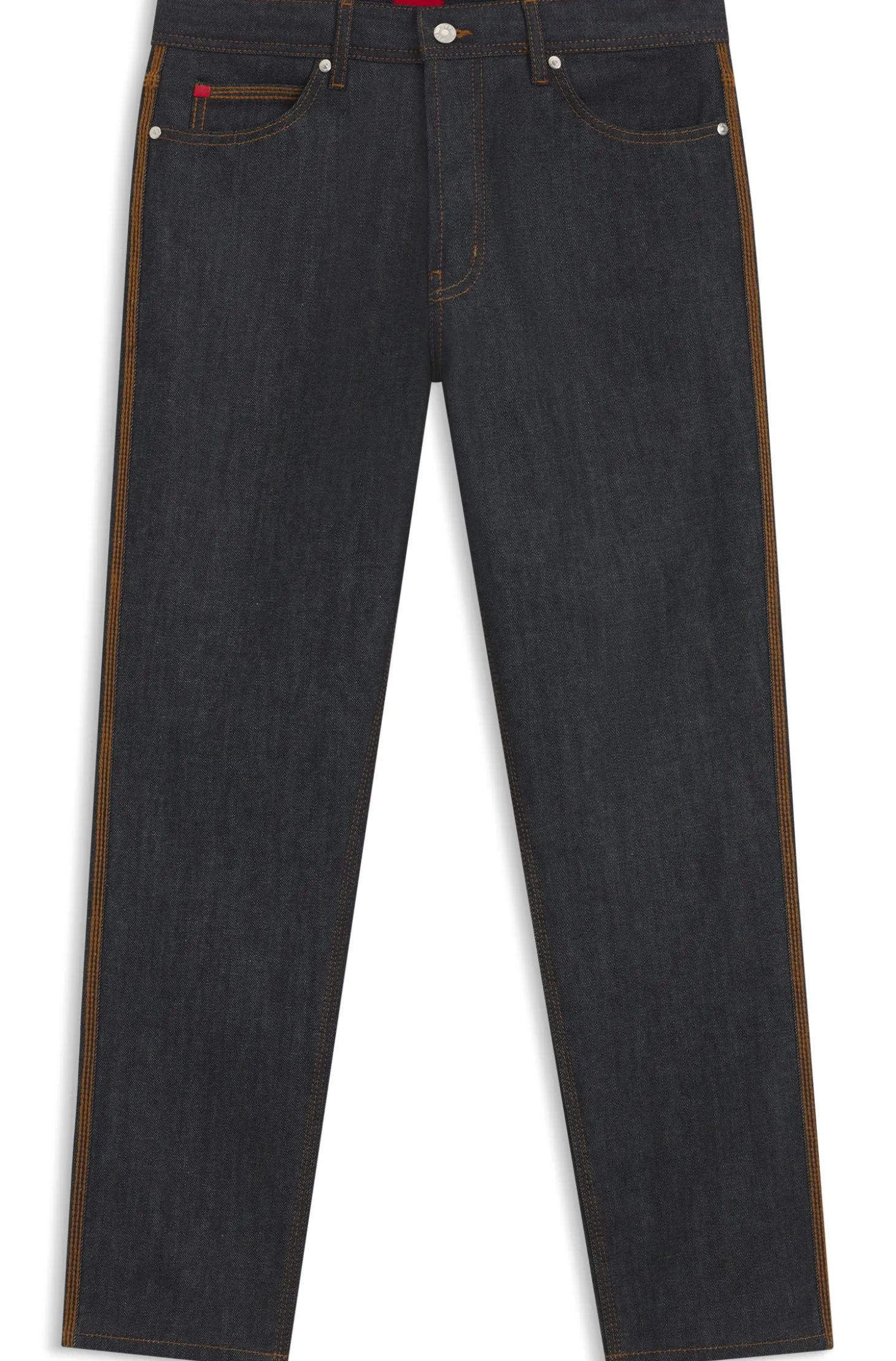Tapered-Fit Jeans aus dunkelblauem ungewaschenem Denim