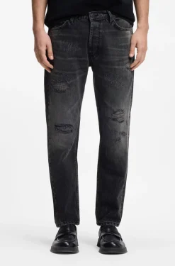 Tapered-Fit Jeans aus grauem Baumwoll-Denim