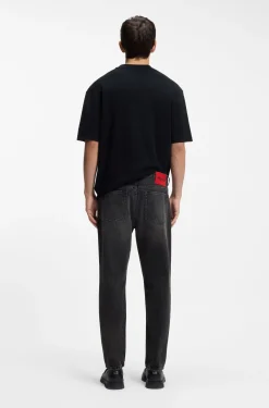 Tapered-Fit Jeans aus grauem Baumwoll-Denim
