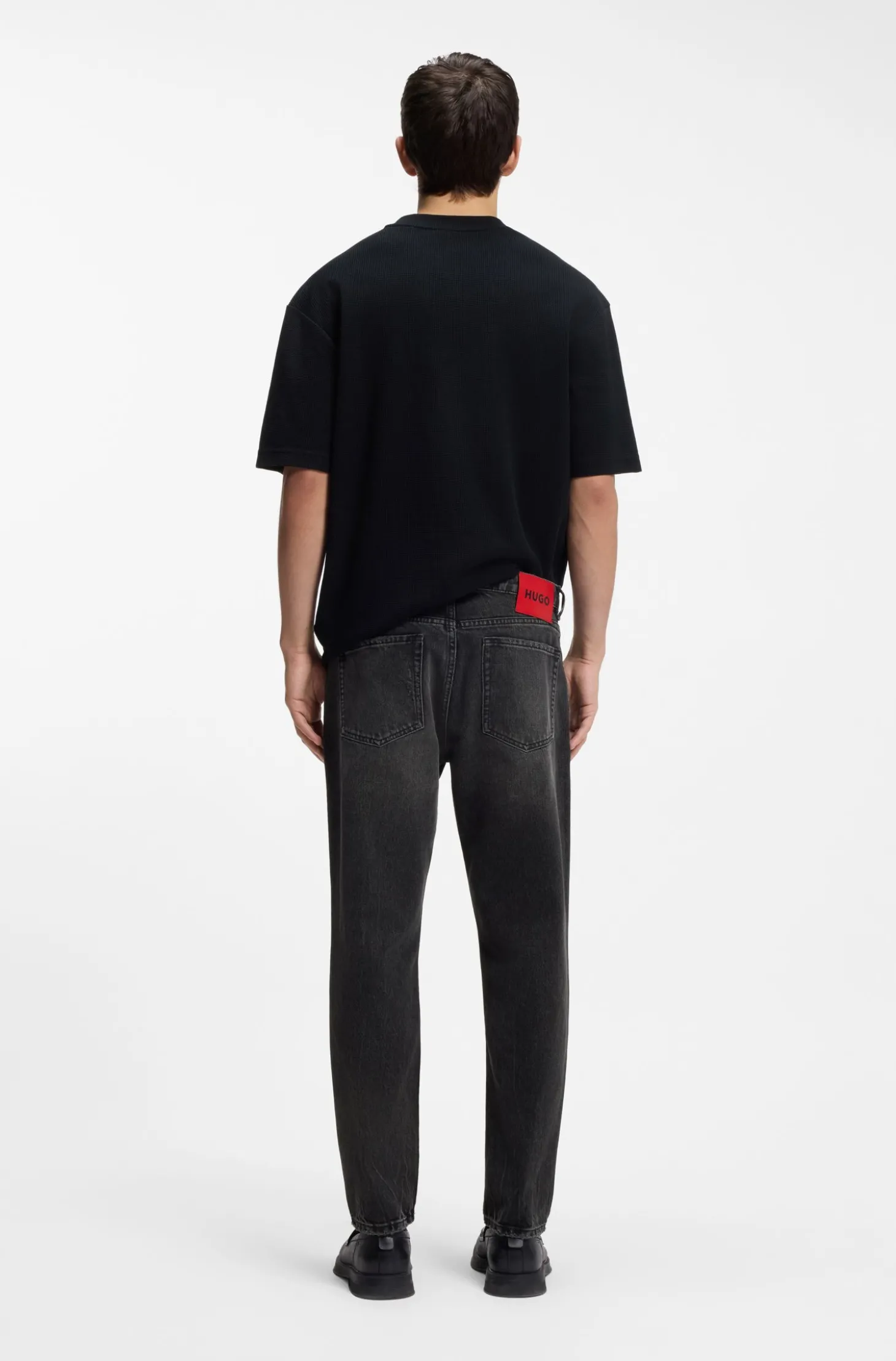 Tapered-Fit Jeans aus grauem Baumwoll-Denim