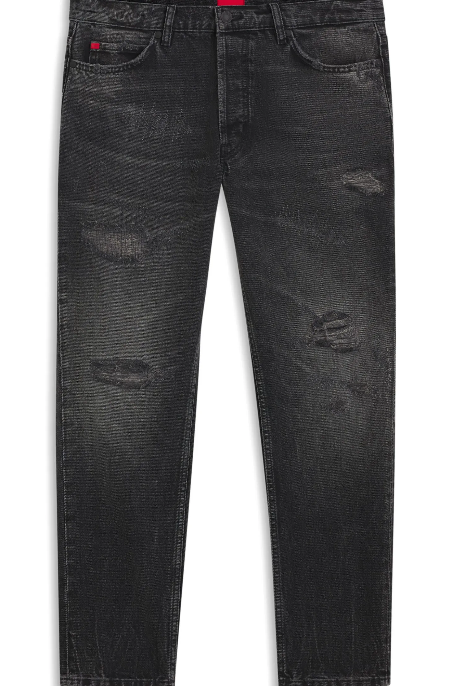 Tapered-Fit Jeans aus grauem Baumwoll-Denim