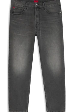 Tapered-Fit Jeans aus grauem Denim mit Used-Effekten