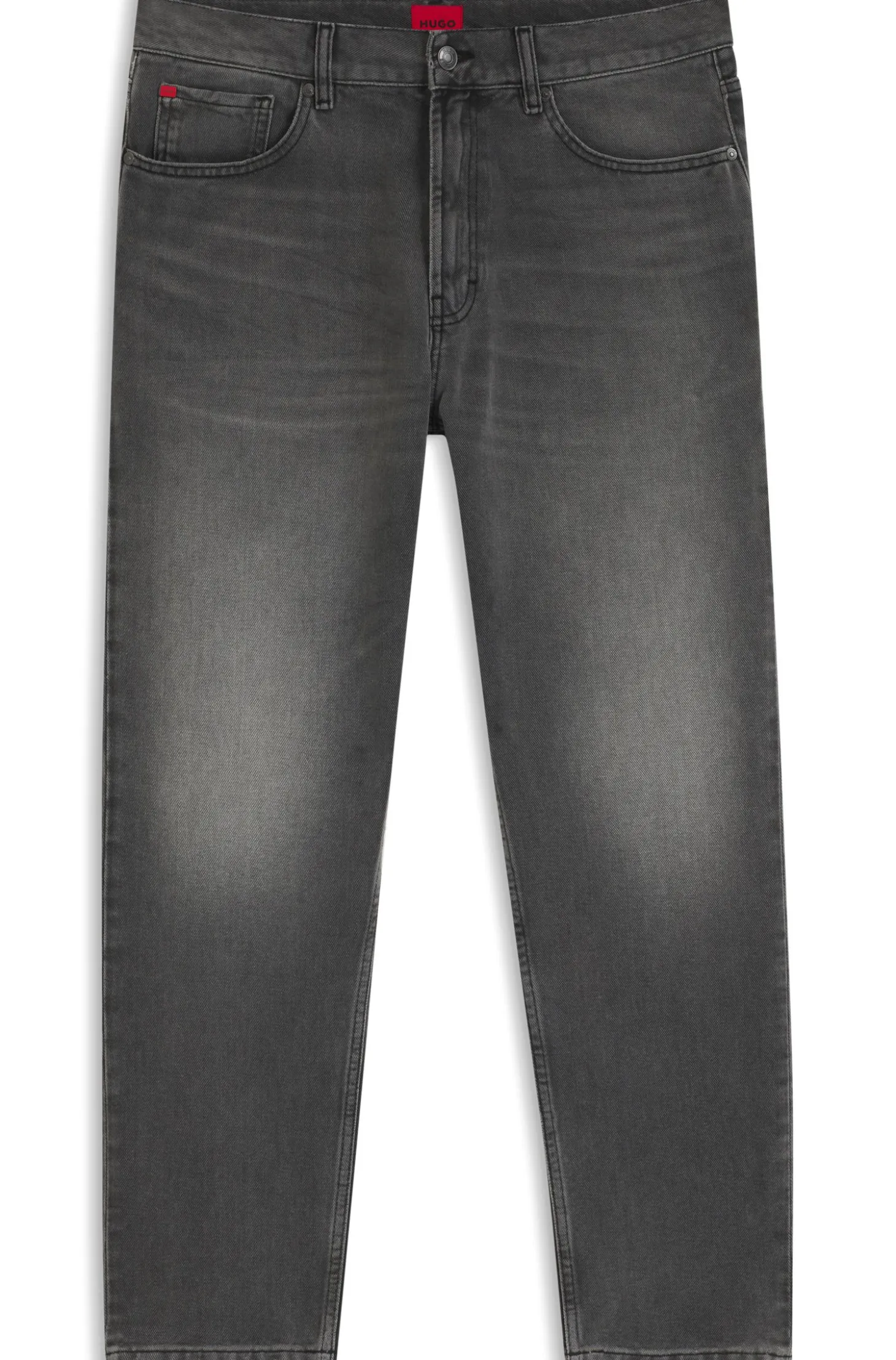 Tapered-Fit Jeans aus grauem Denim mit Used-Effekten