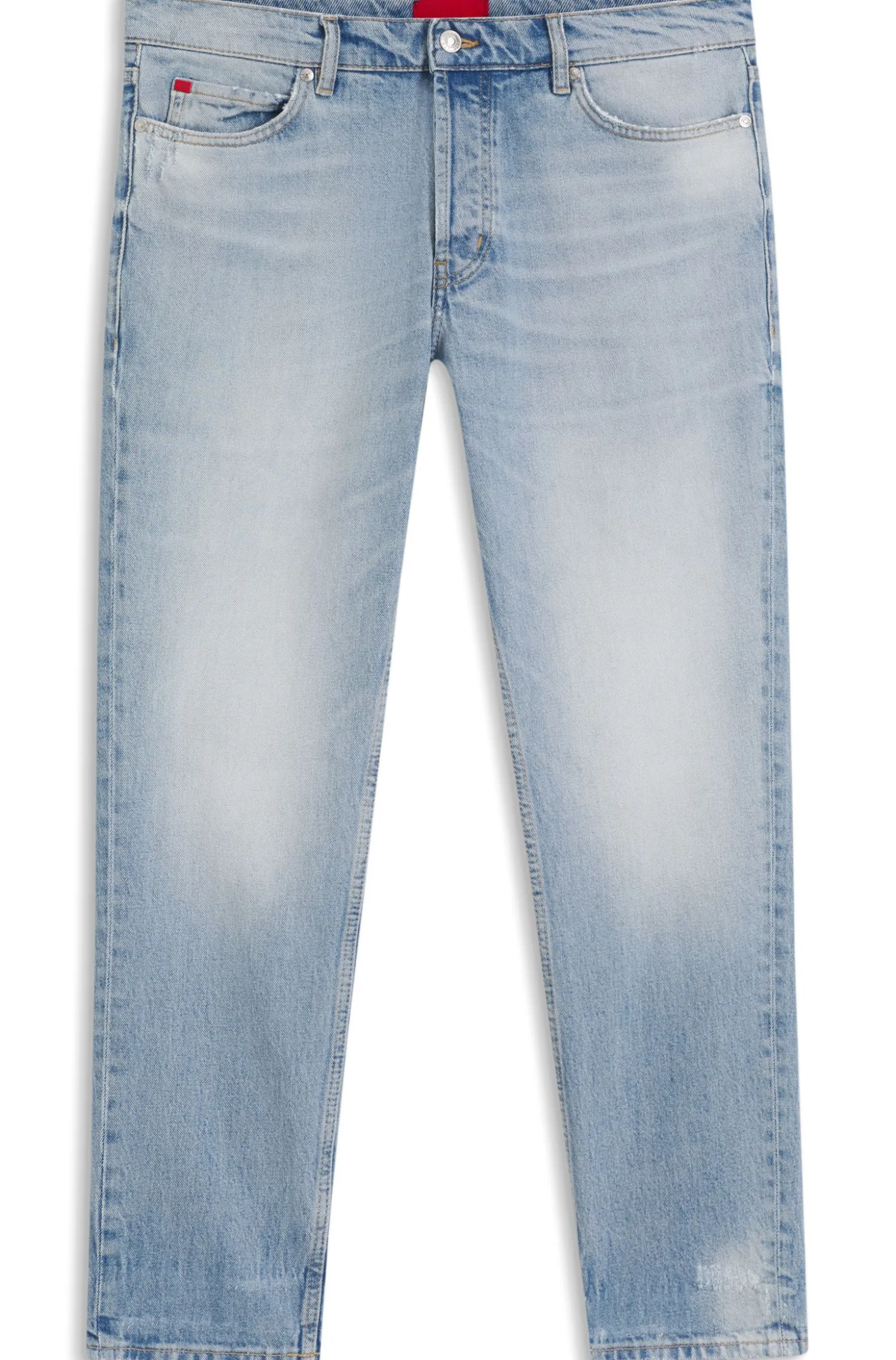 Tapered-Fit Jeans aus hellblauem, elastischem Denim