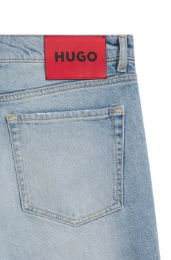 Tapered-Fit Jeans aus hellblauem, elastischem Denim