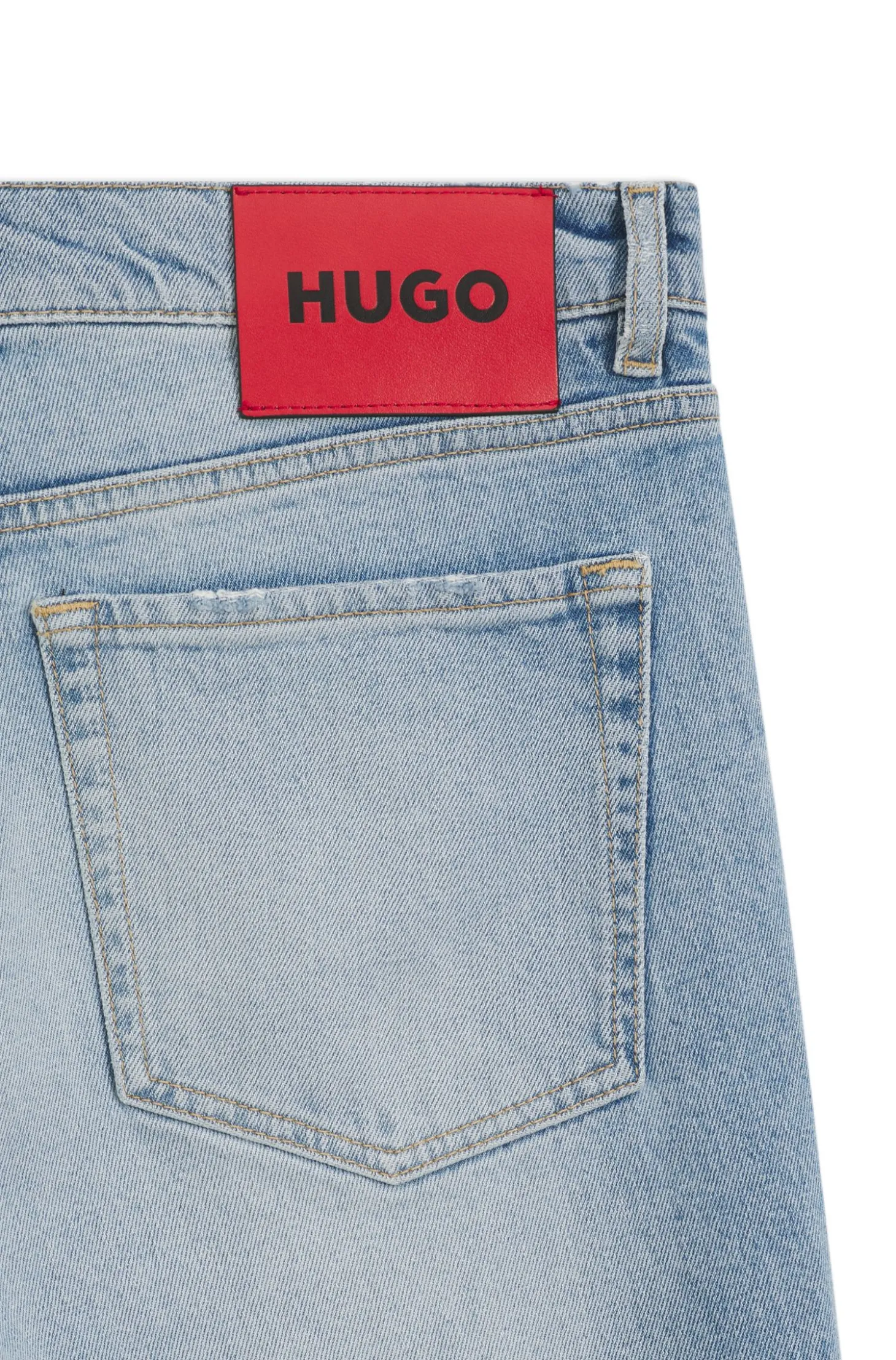 Tapered-Fit Jeans aus hellblauem, elastischem Denim