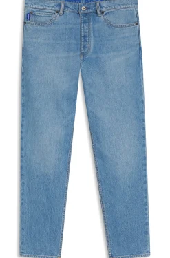 Tapered-Fit Jeans aus hellblauem, elastischem Denim