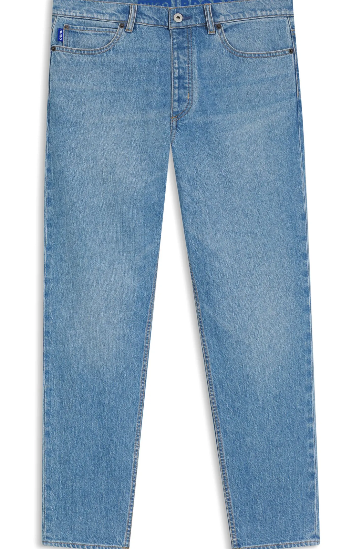 Tapered-Fit Jeans aus hellblauem, elastischem Denim
