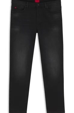 Tapered-Fit Jeans aus schwarzem Stretch-Denim