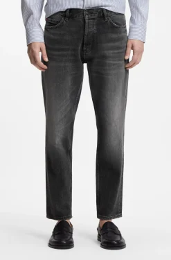 Tapered-Fit Jeans aus schwarzem Stretch-Denim
