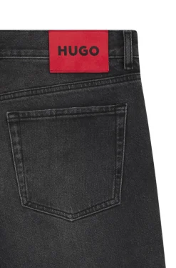 Tapered-Fit Jeans aus schwarzem Stretch-Denim
