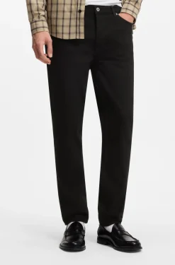 Tapered-Fit Jeans aus schwarzem Stretch-Denim