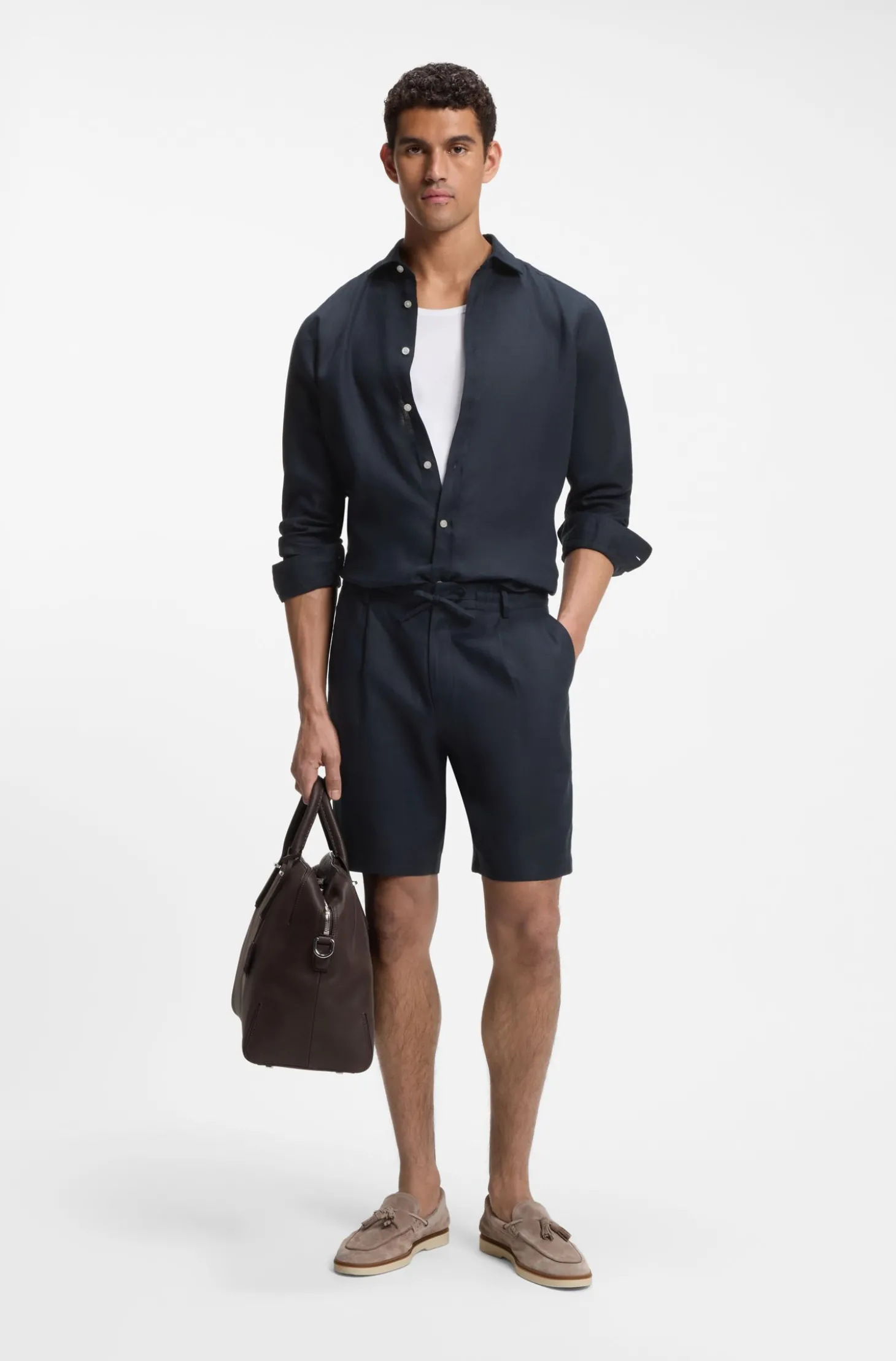 Tapered-Fit Shorts aus Leinen
