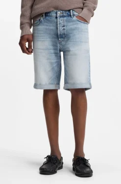Tapered-Fit Shorts aus leuchtend blauem Stretch-Denim