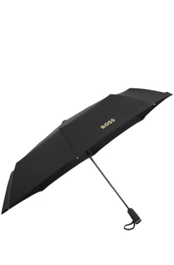 Taschenschirm mit Monogramm-Print in Schwarz und Gold