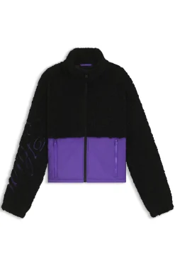 Teddy-Jacke im Colour-Block-Design mit Logo-Stickerei