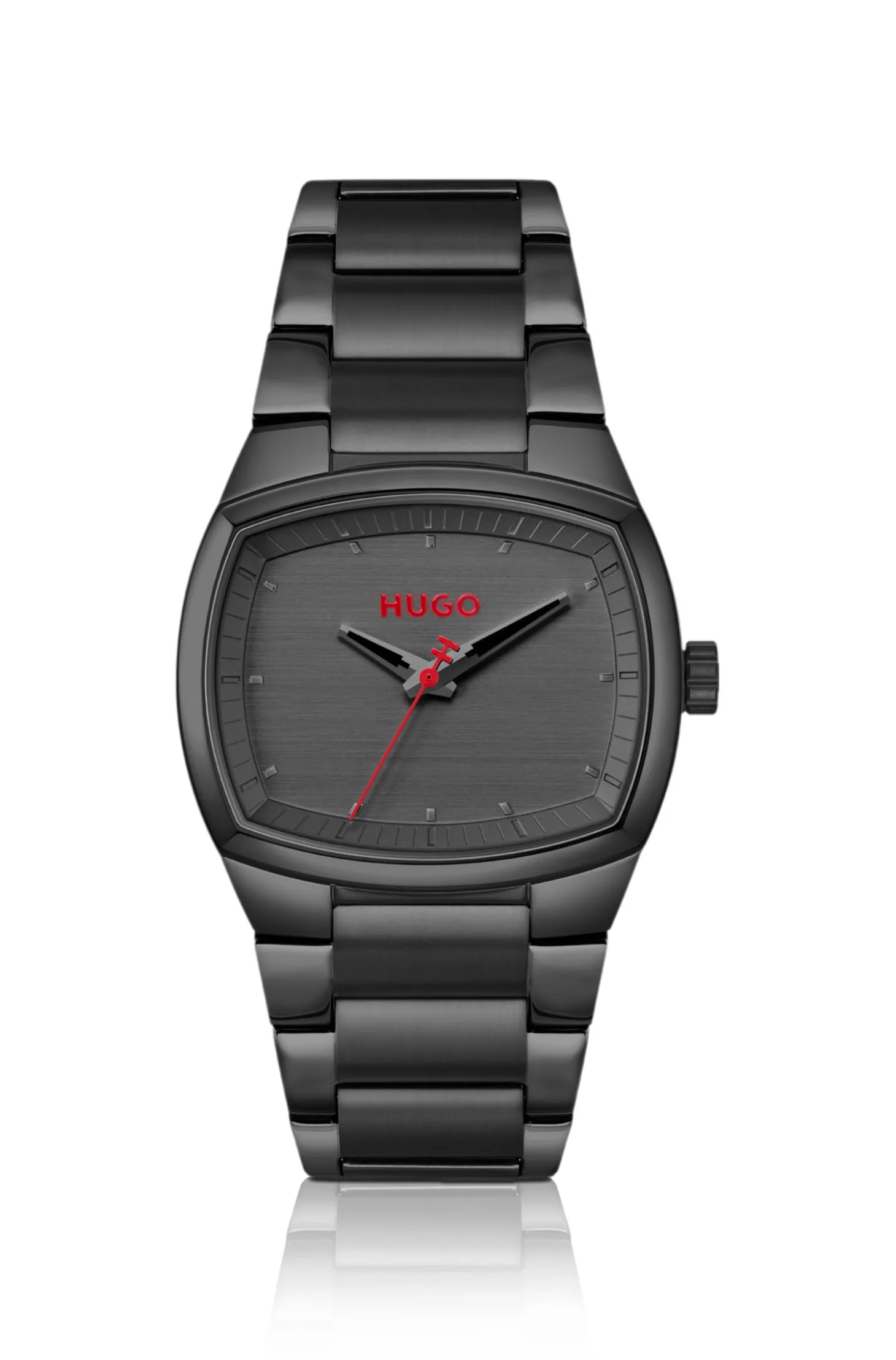 Telly schwarz beschichtete Uhr mit Gehäuse in Retroform