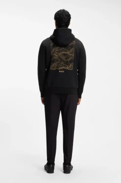 The Open Hoodie aus Baumwoll-Mix mit grafischem Print auf der Rückseite