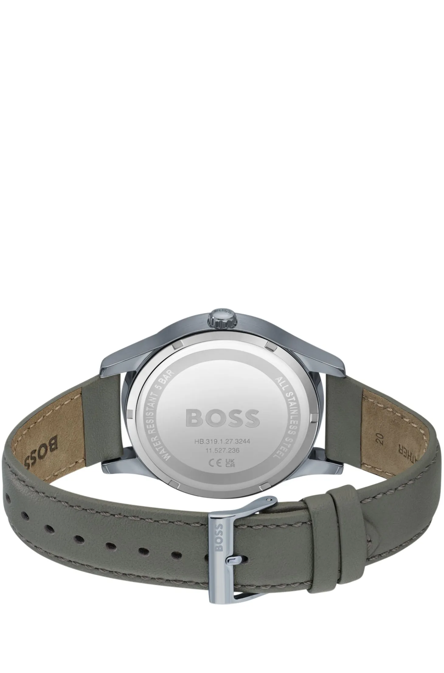 THREEHAND Grau beschichtete Uhr mit Lederarmband