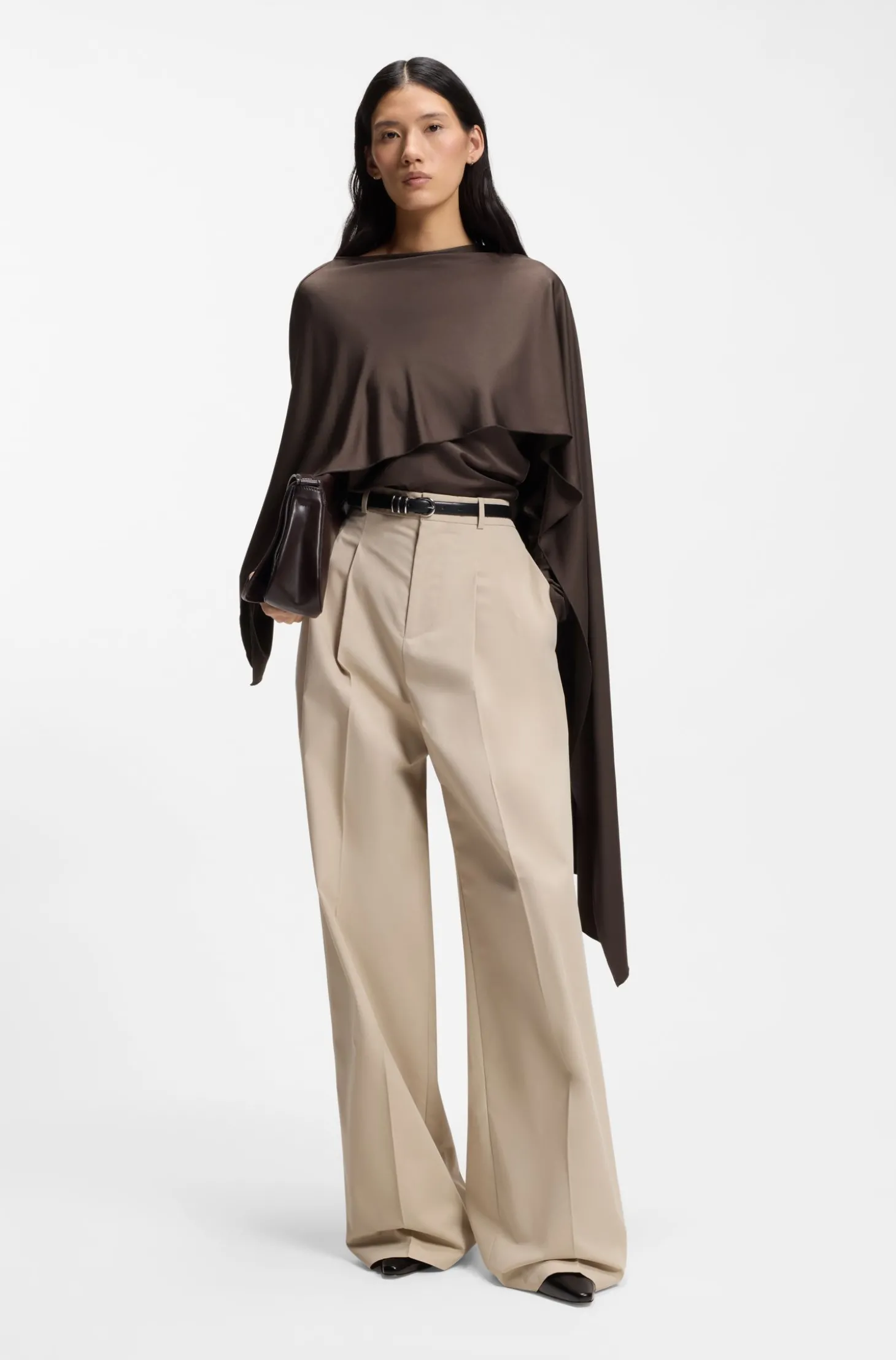 Top aus drapiertem Jersey mit Schal-Detail